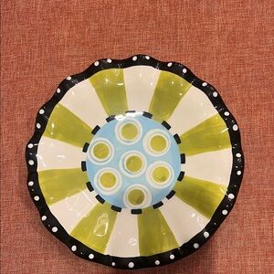 Mud Pie ruffle dessert plate 🍋 colorful scalloped ceramic, cottage decor, EUC”
